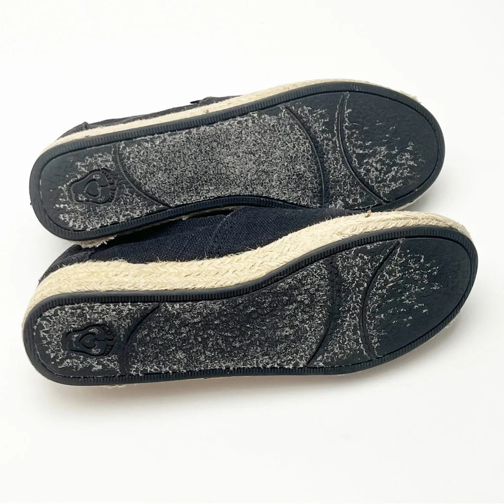 BOBS FROM SKECHERS Black Canvas Espadrilles Memory Foam Insole Slip On Shoes 7.5